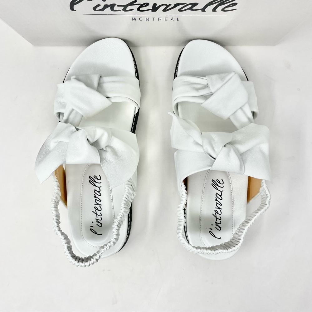 NEW L’Intervalle Atlantis White Leather Bow & Knot Detail Sandals Size 39 - Picture 8 of 10